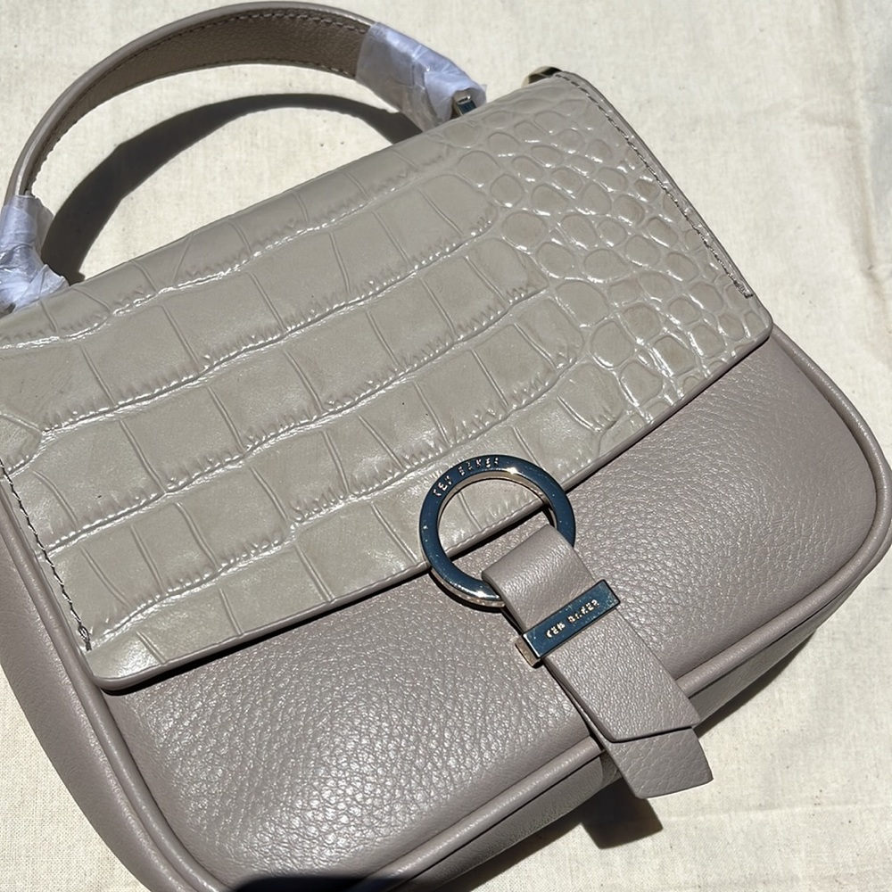 Ted Baker Loop & Tab Grainy Mini Crossbody- Beige - image 4